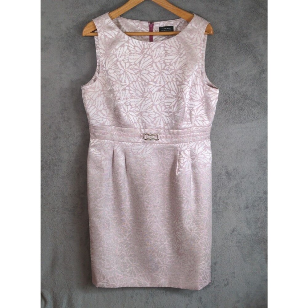 Tahari Light Pink Floral Jacquard Sleeveless Midi Dress